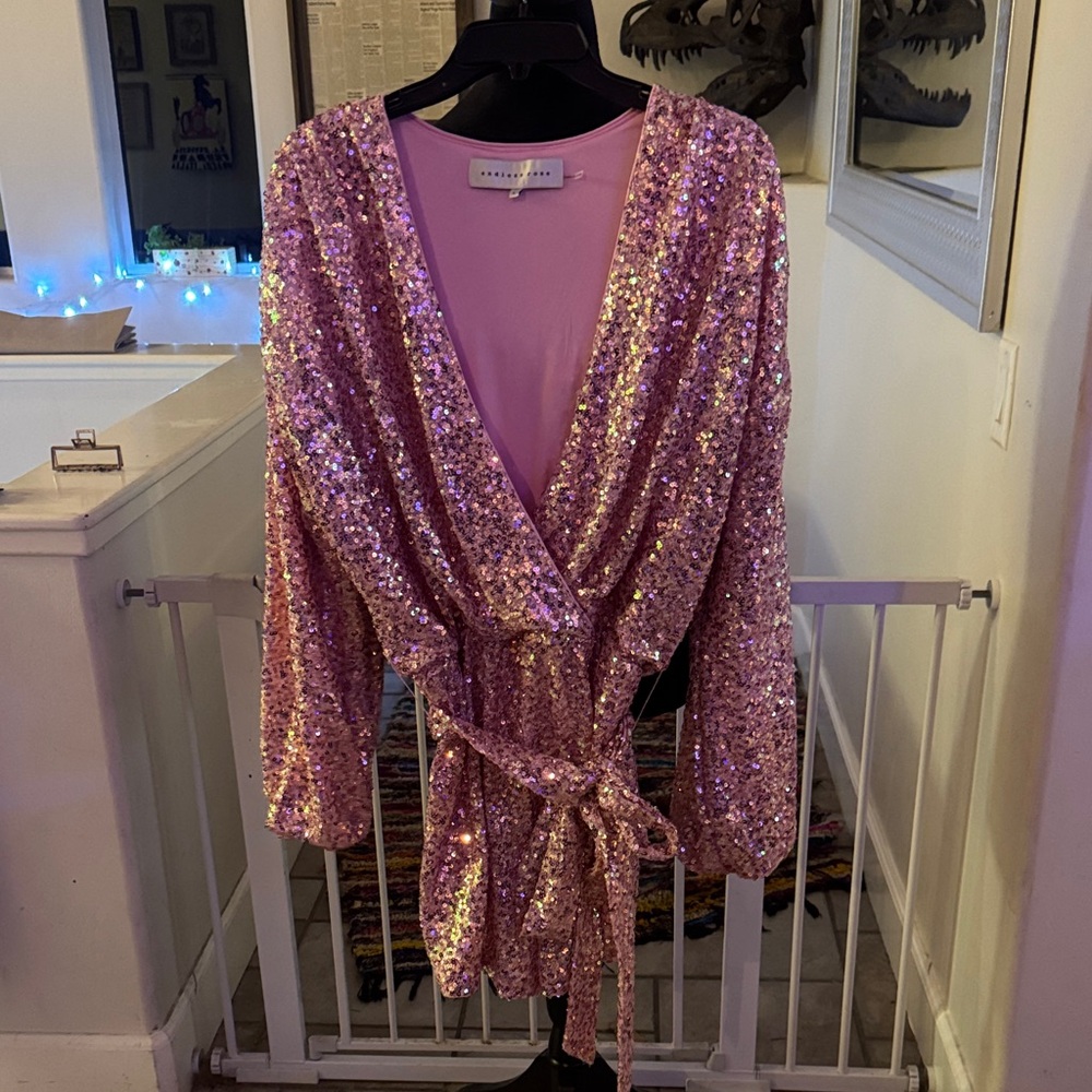 Express Endless Rose Pink Sequin Romper